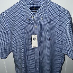 NWT Ralph Lauren Classic Slim Fit Button Down Short Sleeve Shirt Size Large